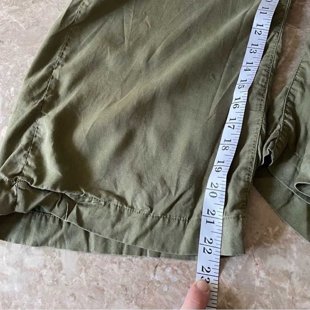 ZARA army green high rise paper bag wide leg ankle pants XS - Picture 8 of 9